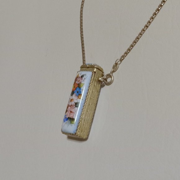 Vintage Rare Floral Enamel Locket Necklace - Picture 6 of 16